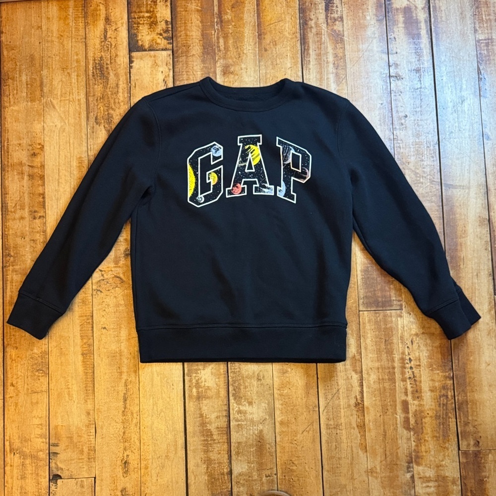 GAP Sweatshirt black size Large cotton crewneck space